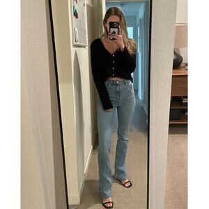 Zara High Rise Split Hem Jeans